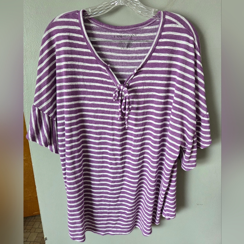 Lane Bryant Purple Striped Women's Top 5 Items $10